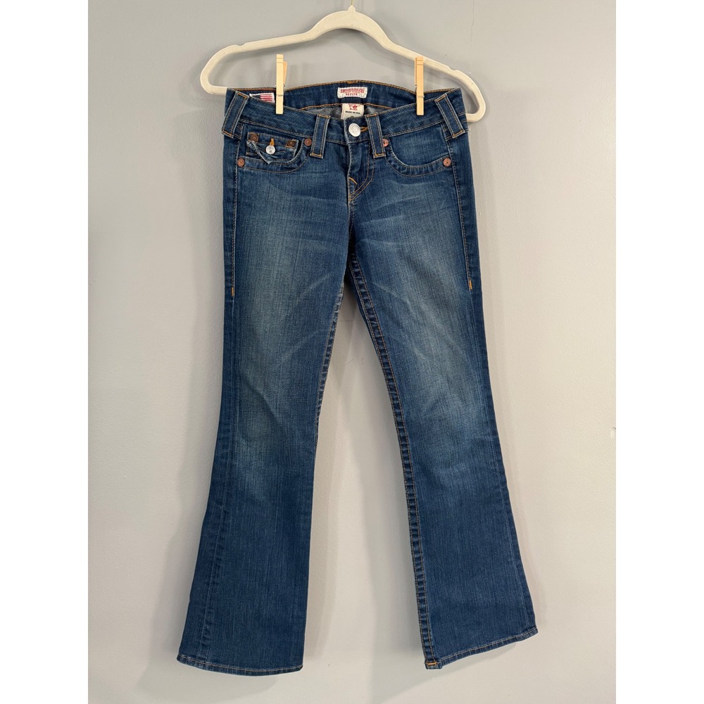 True Religion Becky Bootcut Jeans Petite Dark Wash Denim USA Made Size 26